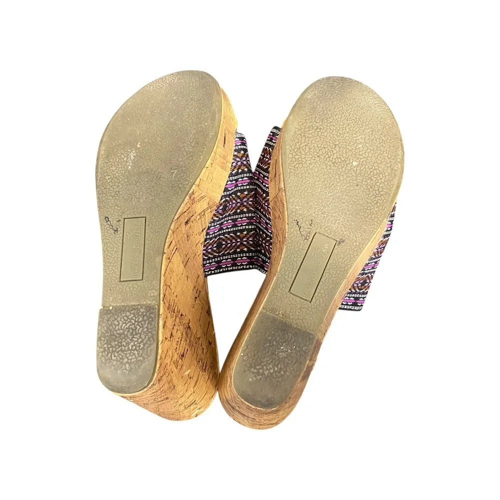 Moroccan‎ Bay Club Wedge Sandals Cork Espadrille Style Mules Women US 7